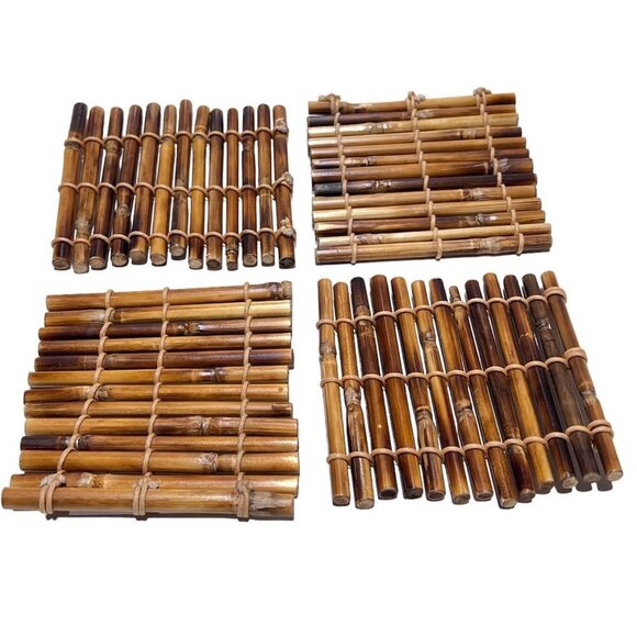 4 Piece Set BamBoo Coasters Pre Owned Great Condition - Picture 3 of 6